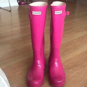 Tall pink hunter boots